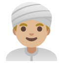 man wearing turban: medium-light skin tone on Google