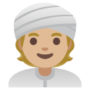 person wearing turban: medium-light skin tone on Google