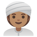 woman wearing turban: medium skin tone on Google