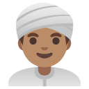 man wearing turban: medium skin tone on Google