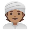 person wearing turban: medium skin tone on Google