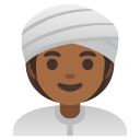 woman wearing turban: medium-dark skin tone on Google
