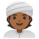 person wearing turban: medium-dark skin tone on Google