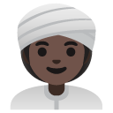 woman wearing turban: dark skin tone on Google
