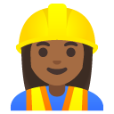woman construction worker: medium-dark skin tone on Google