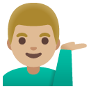 man tipping hand: medium-light skin tone on Google