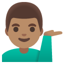 man tipping hand: medium skin tone on Google