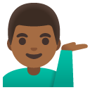 man tipping hand: medium-dark skin tone on Google