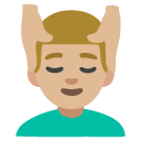 man getting massage: medium-light skin tone on Google