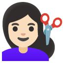 woman getting haircut: light skin tone on Google