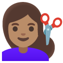 woman getting haircut: medium skin tone on Google