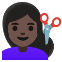 woman getting haircut: dark skin tone on Google