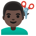 man getting haircut: dark skin tone on Google