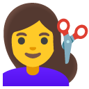 woman getting haircut on Google