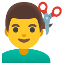 man getting haircut on Google