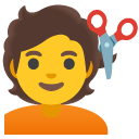 person getting haircut on Google