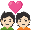 couple with heart: light skin tone on Google