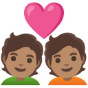 couple with heart: medium skin tone on Google