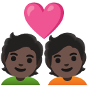 couple with heart: dark skin tone on Google