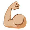 flexed biceps: medium-light skin tone on Google