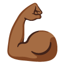 flexed biceps: medium-dark skin tone on Google