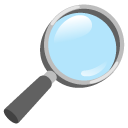 magnifying glass tilted right on Google
