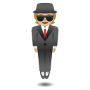 person in suit levitating: medium-light skin tone on Google