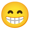 beaming face with smiling eyes on Google