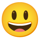 grinning face with big eyes on Google