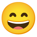grinning face with smiling eyes on Google