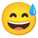 grinning face with sweat on Google
