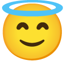 smiling face with halo on Google