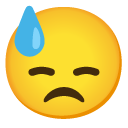 downcast face with sweat on Google