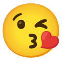 face blowing a kiss on Google