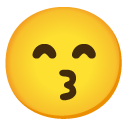 kissing face with smiling eyes on Google