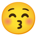 kissing face with closed eyes on Google