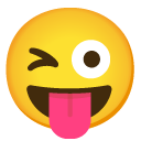 winking face with tongue on Google
