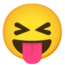 squinting face with tongue on Google