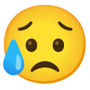 sad but relieved face on Google