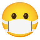 face with medical mask on Google