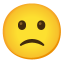 slightly frowning face on Google
