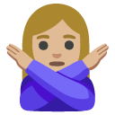 woman gesturing NO: medium-light skin tone on Google