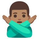 man gesturing NO: medium skin tone on Google