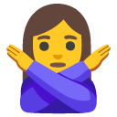 woman gesturing NO on Google