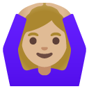 woman gesturing OK: medium-light skin tone on Google