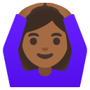 woman gesturing OK: medium-dark skin tone on Google