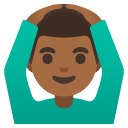 man gesturing OK: medium-dark skin tone on Google