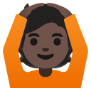 person gesturing OK: dark skin tone on Google