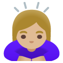 woman bowing: medium-light skin tone on Google