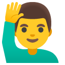 man raising hand on Google